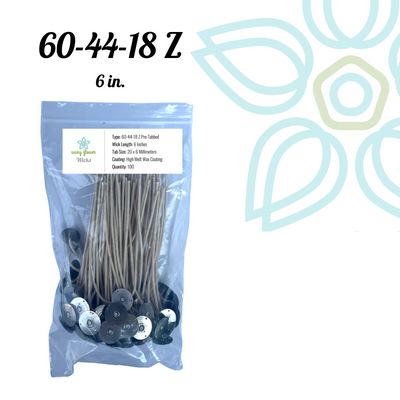60-44-18 Zinc Core- 6" PreTabbed Wick (Pack of 100)