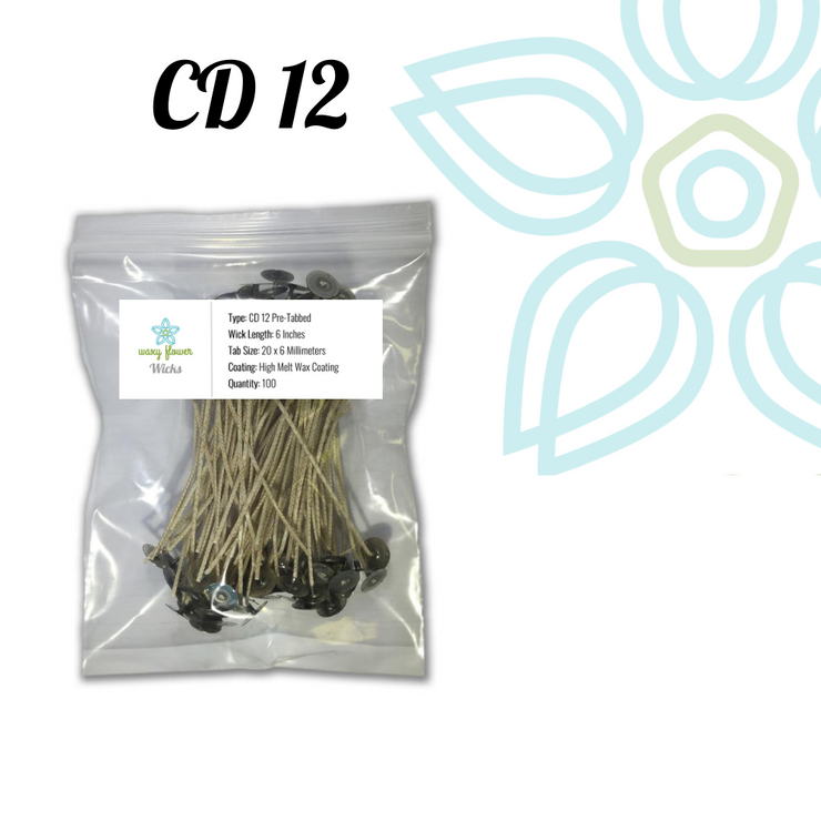 CD 12- 6" PreTabbed Wick (100 pack)