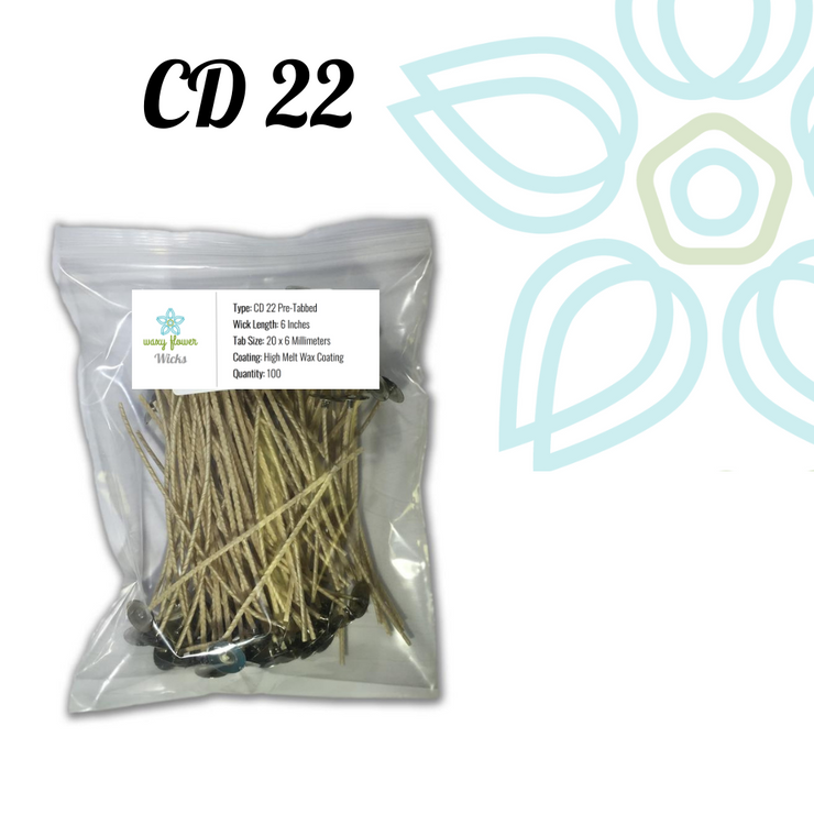 CD 22- 6" PreTabbed Wick (Pack of 100)