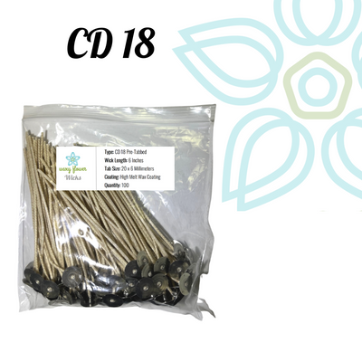 CD 18- 6" PreTabbed Wick (100 pack)