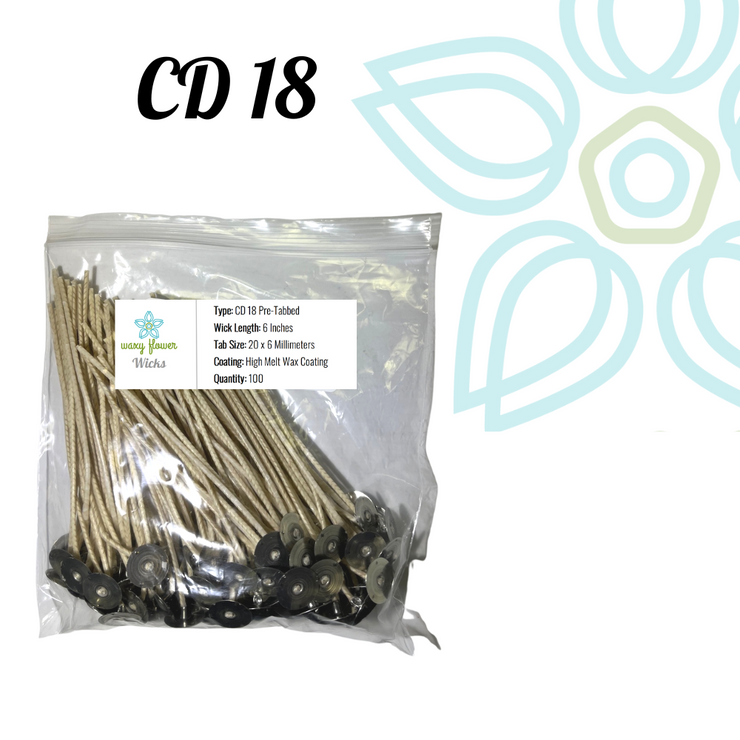 CD 18- 6" PreTabbed Wick (100 pack)